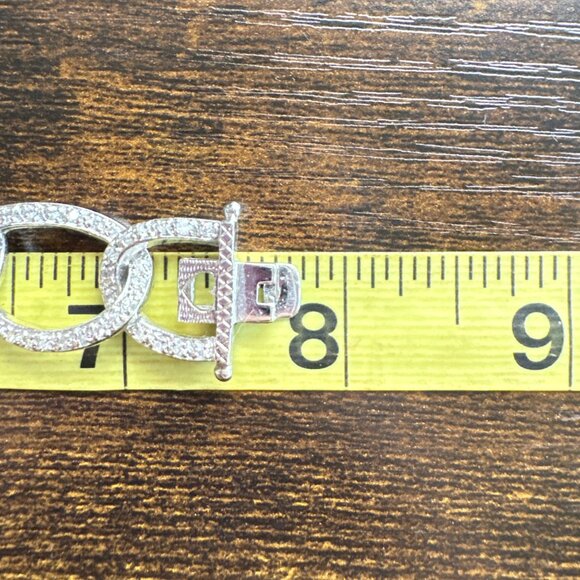 VTG Sterling Silver 925 Cubic Zirconia Oval Link Chain Bracelet Size 7.5" Length - Picture 9 of 10